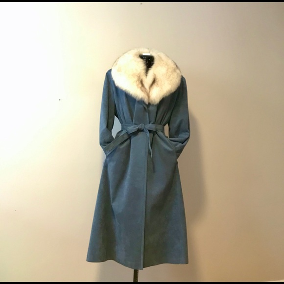 Capital Garment Montreal Jackets & Blazers - Stunning Blue Coat With Real Fur Trim!